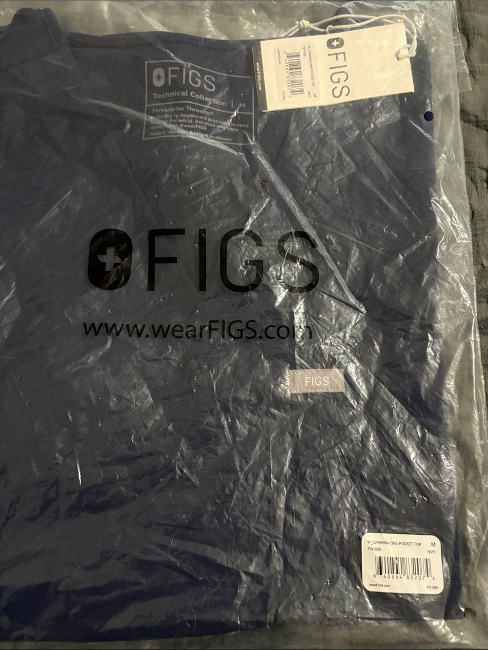 Ladies Navy blue Figs scrub top